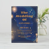 Sterrennacht Navy Blue Silver Glitter Wedding Kaart (Staand voorkant)