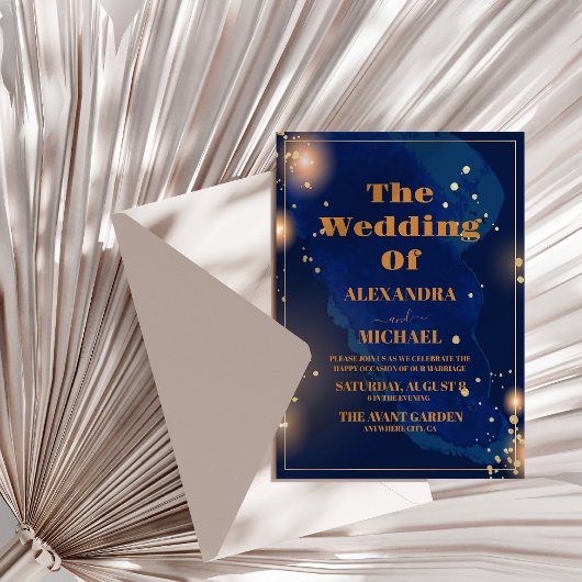 Sterrennacht Navy Blue Silver Glitter Wedding Kaart