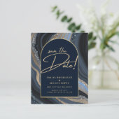Sterrennacht Navy Gold Agate Wedding SAVE DATE (Staand voorkant)