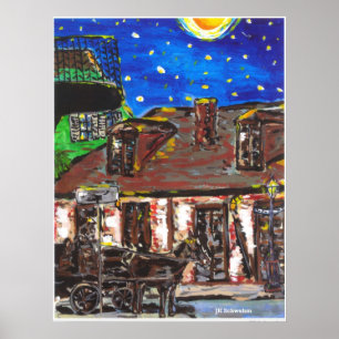 Sterrennacht Old Black Smith Shop Poster