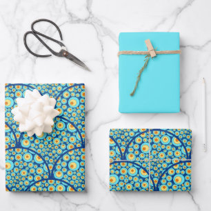 Sterrennacht op Zee Doodle Art Deco Scallop Inpakpapier Vel