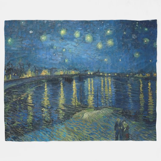 Sterrennacht Over de Rhône (1888) Vincent van Gog Fleece Deken (Voorkant (Horizontaal))