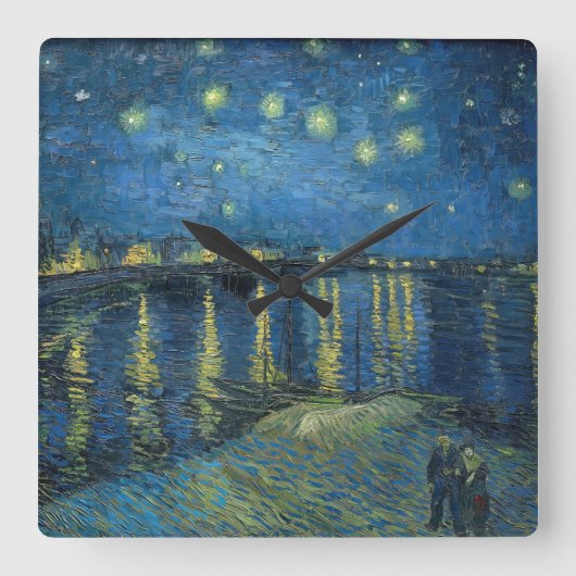 Sterrennacht Over de Rhône (1888) Vincent van Gog Vierkante Klok (Voorkant)