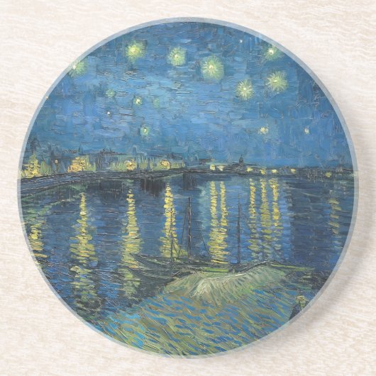 Sterrennacht Over de Rhône (1888) Vincent van Gog Zandsteen Onderzetter (Voorkant)