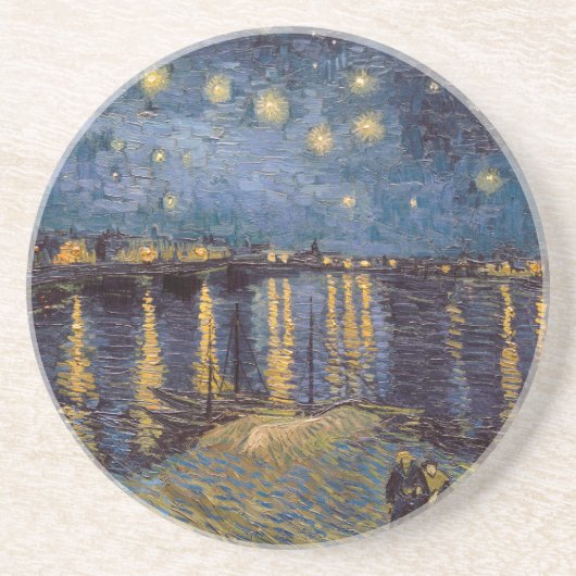 Sterrennacht over de Rhône door Vincent van Gogh Zandsteen Onderzetter (Voorkant)