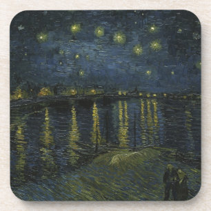 Sterrennacht over de Rhône, olieverfschilderij Van Bier Onderzetter