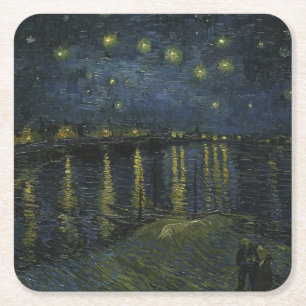 Sterrennacht over de Rhône, olieverfschilderij Van Vierkante Kartonnen Onderzetter