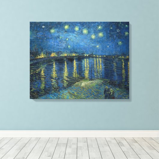 Sterrennacht over de Rijn (door van Gogh) Canvas Afdruk (Insitu (Houten vloer))