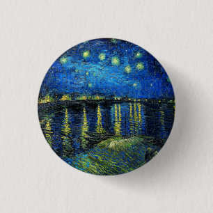 Sterrennacht over de Rijn door Vincent Van Gogh Ronde Button 3,2 Cm
