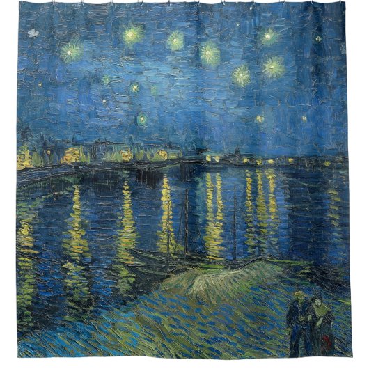 Sterrennacht over de Rijn Vincent Van Gogh Douchegordijn (Voorkant)