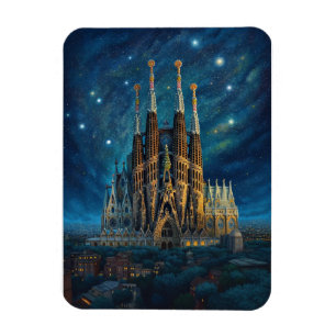 Sterrennacht over de Sagrada Familia Magneet