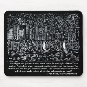 Sterrennacht over New York.. wie is John Galt? Muismat