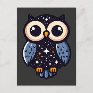 Sterrennacht Owl Art - grillig, nachtelijk, sterre Briefkaart