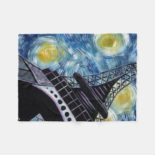 Sterrennacht Paris Fleece Deken (Voorkant (Horizontaal))