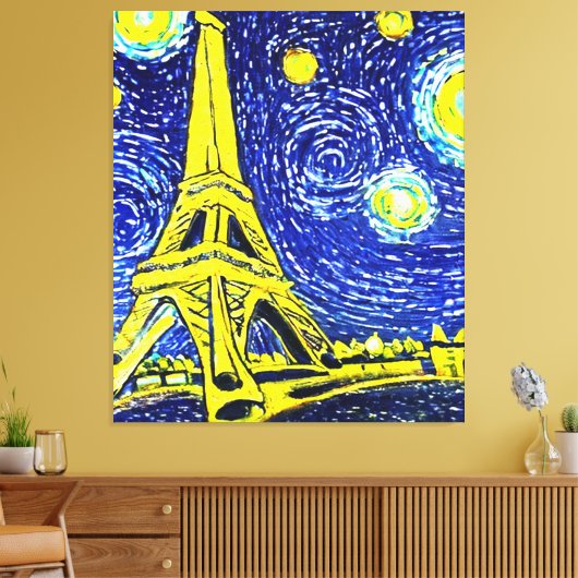 Sterrennacht Paris Frankrijk Canvas Afdruk (Insitu (Woonkamer))