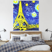Sterrennacht Paris Frankrijk Canvas Afdruk (Insitu (Slaapkamer))