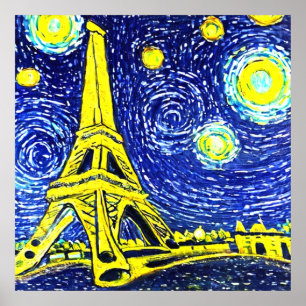 Sterrennacht Paris Frankrijk Poster