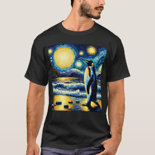 Sterrennacht Pinguïn Van Gogh Liefhebber T-shirt