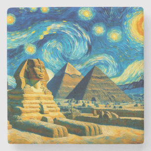 Sterrennacht Piramides Sfinx Egypte Stenen Onderzetter