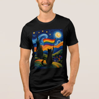 Sterrennacht Pride Nacht Kat Van Gogh Stijl Regenb Tri-Blend Shirt