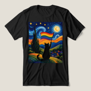 Sterrennacht Pride Nacht Kat Van Gogh Stijl Regenb Tri-Blend Shirt