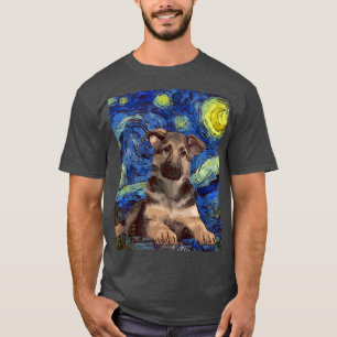 Sterrennacht Puppy German Shepherd Dog Painting Do T-shirt