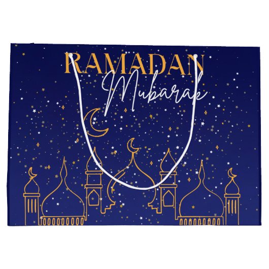 Sterrennacht Ramadan Mubarak Ramadan Gift Bag Groot Cadeauzakje (Achterkant)