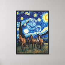 Sterrennacht Rennende Paarden Canvas