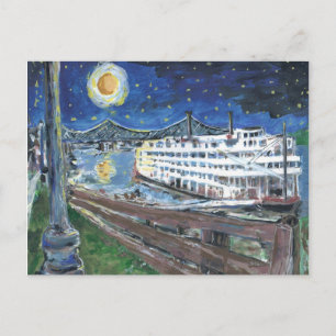 Sterrennacht Riverboat Vakantie Feestdagenkaart