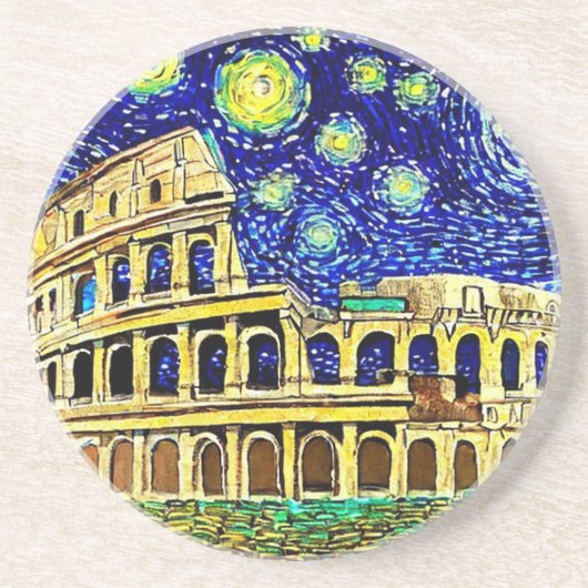 Sterrennacht Rome Italië Zandsteen Onderzetter (Voorkant)
