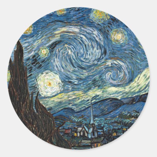 Sterrennacht Ronde Sticker (Voorkant)