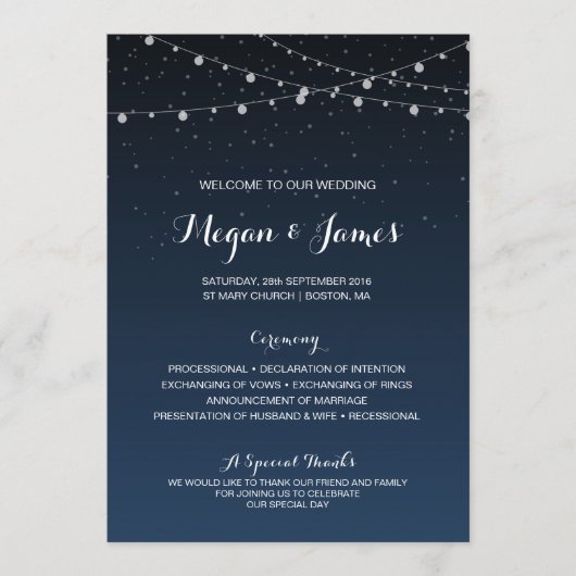 Sterrennacht Rustic Wedding Program Programma (Voorkant)