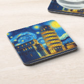 Sterrennacht Scheve Toren Van Pisa Italië Bier Onderzetter (Linkerzijde)