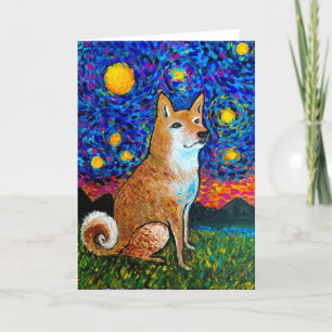 Sterrennacht Shiba Inu Kaart<Blank Inside>