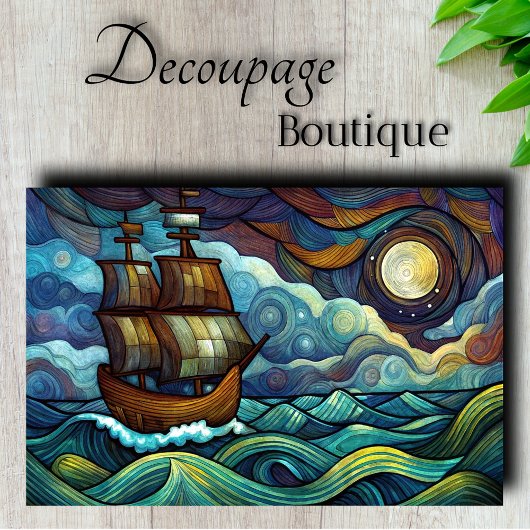 Sterrennacht Ship Decoupage Tissuepapier