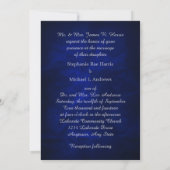Sterrennacht Silver Monogram Elegant Blue Kaart (Achterkant)