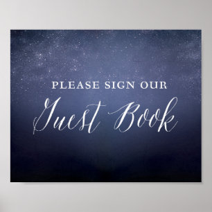 Sterrennacht Sky Celestial Bruiloft Gast Boek teke Poster