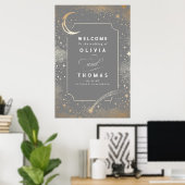 Sterrennacht Sky Celestial Bruiloft Welkomstbord Poster (Thuiskantoor)