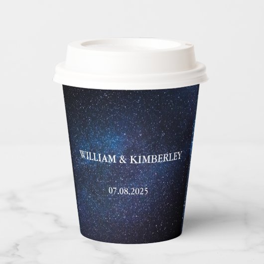 Sterrennacht Sky Galaxy Elegant Trouwpapier Papieren Bekers (Voorkant)