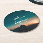 Sterrennacht Sky Sunset Mountain Wedding Modern Ronde Kartonnen Onderzetter (Gebogen)