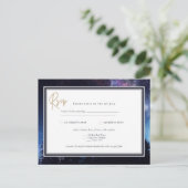 Sterrennacht Sterrenstelsel Trouw RSVP Navy Goud A Briefkaart (Staand voorkant)