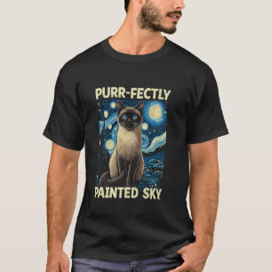 Sterrennacht Stijl Artistiek Schilderen Siamese Fu T-shirt