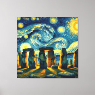 Sterrennacht Stonehenge Canvas Afdruk