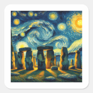 Sterrennacht Stonehenge Vierkante Sticker