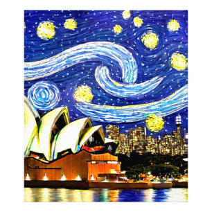 Sterrennacht Sydney Australia Opera House Foto Afdruk