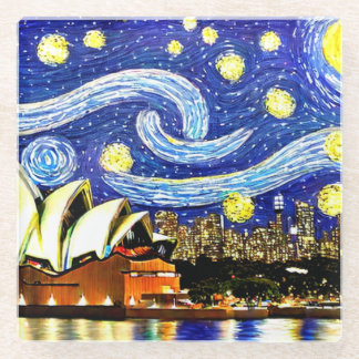 Sterrennacht Sydney Australia Opera House Glazen Onderzetter