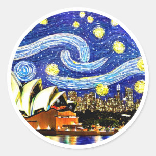 Sterrennacht Sydney Australia Opera House Ronde Sticker