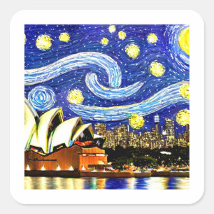 Sterrennacht Sydney Australia Opera House Vierkante Sticker