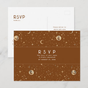 Sterrennacht Terracotta en gouden bruiloft RSVP Briefkaart