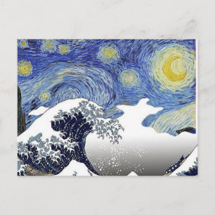 Sterrennacht, The Wave, Fine Art Parody Briefkaart